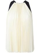 3.1 Phillip Lim Sleeveless Pleated Blouse, Women's, Size: 6, White, Silk/polyester