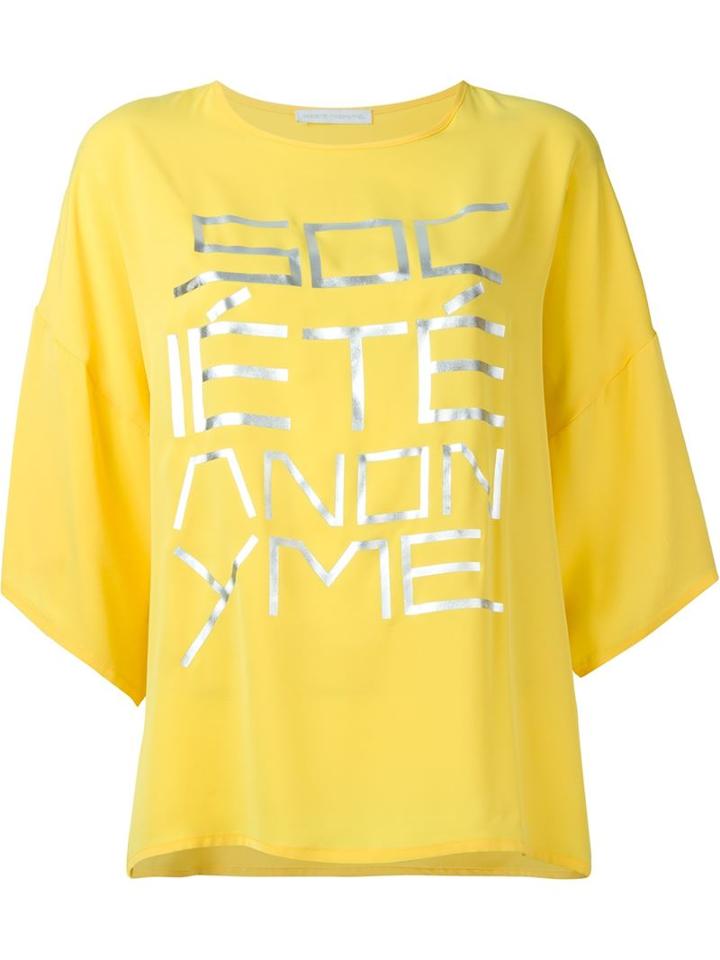 Société Anonyme Oversized Front Print T-shirt, Women's, Yellow/orange, Silk