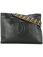 Chanel Vintage Big Cc Stitch Tote Bag - Black