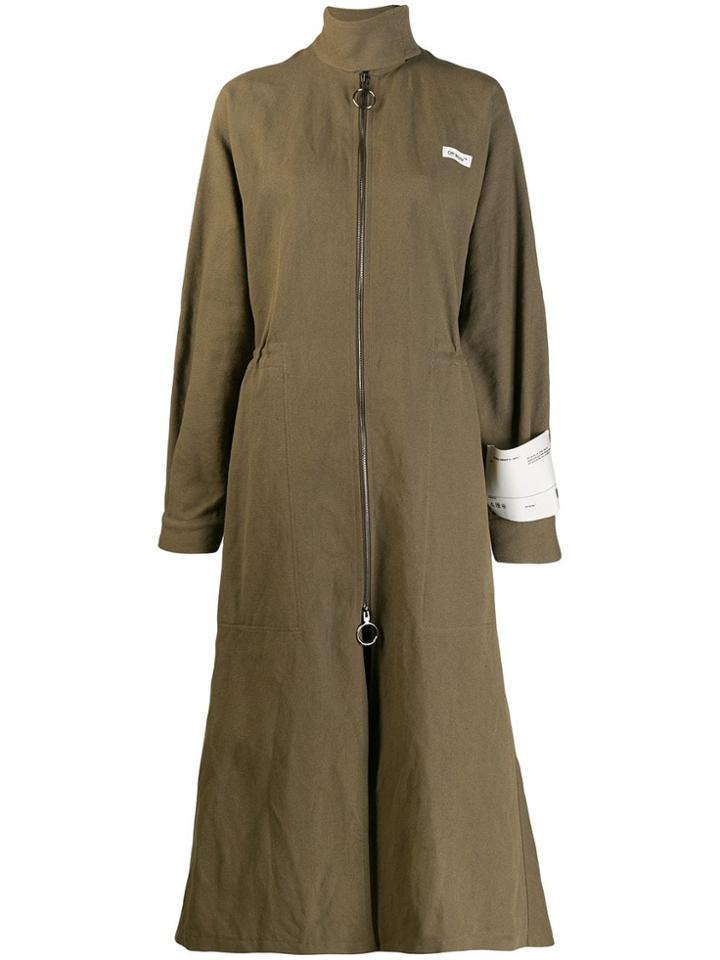 Off-white Longline Military Coat - Green