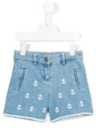 No21 Kids Anchor Print Denim Shorts, Girl's, Size: 11 Yrs, Blue