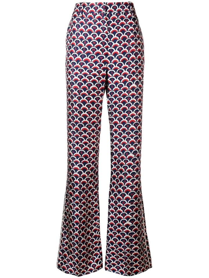 Valentino Scalloped Logo Print Trousers - Blue