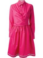 Carven Flared Shirt Dress, Women's, Size: 42, Pink/purple, Cotton