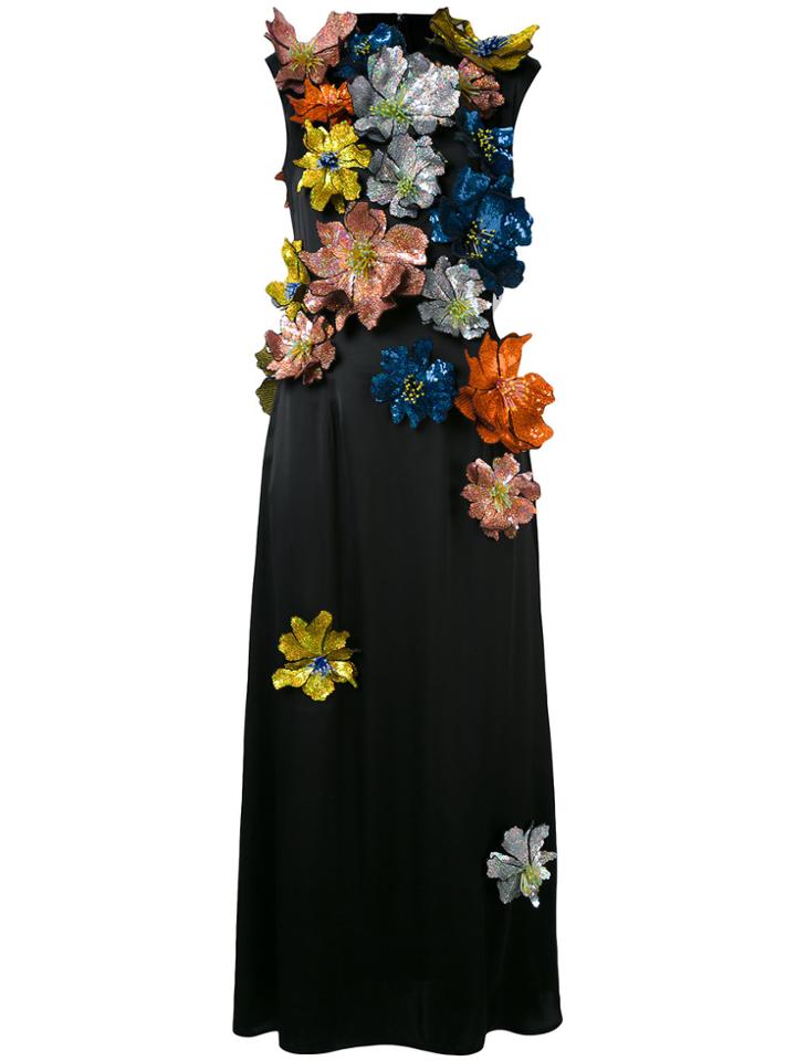 Christopher Kane Sleeveless Flower Embellished Dress - Black