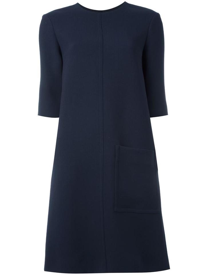 Marni Patch Pocket Shift Dress, Women's, Size: 44, Blue, Silk/acetate/virgin Wool