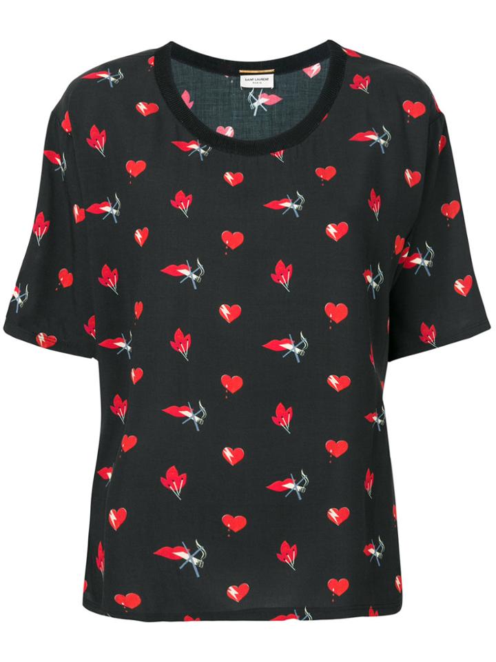 Saint Laurent Heart Print Top - Black