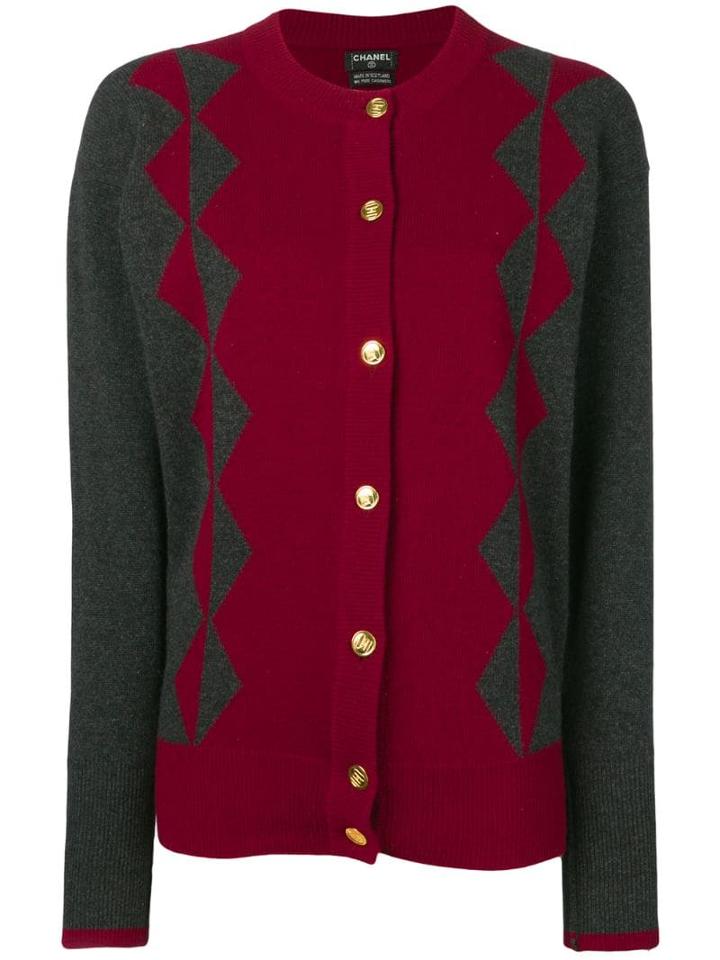 Chanel Pre-owned Two-tone Cashmere Cardigan - Red