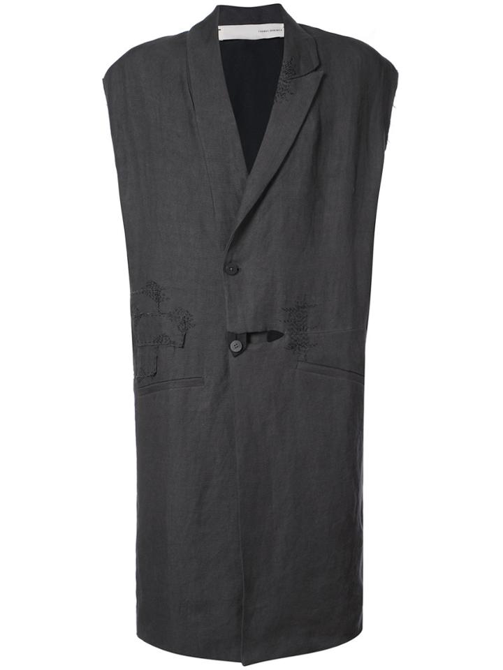Isabel Benenato Oversized Vest Coat - Grey