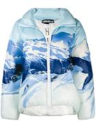 Pinko Mountain-print Shell Puffer Jacket - Blue