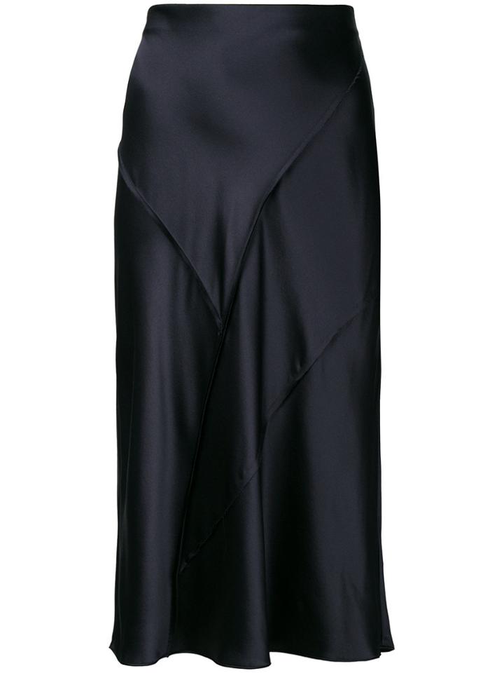 Vince Raw Edge Silk Skirt - Blue