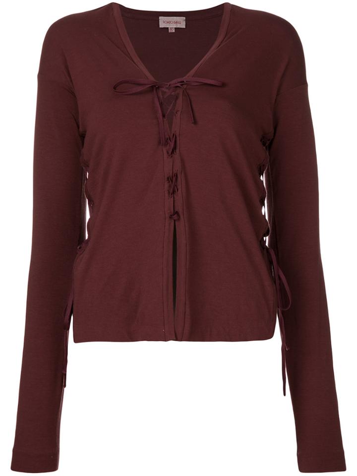 Romeo Gigli Vintage Lace Up Blouse - Red