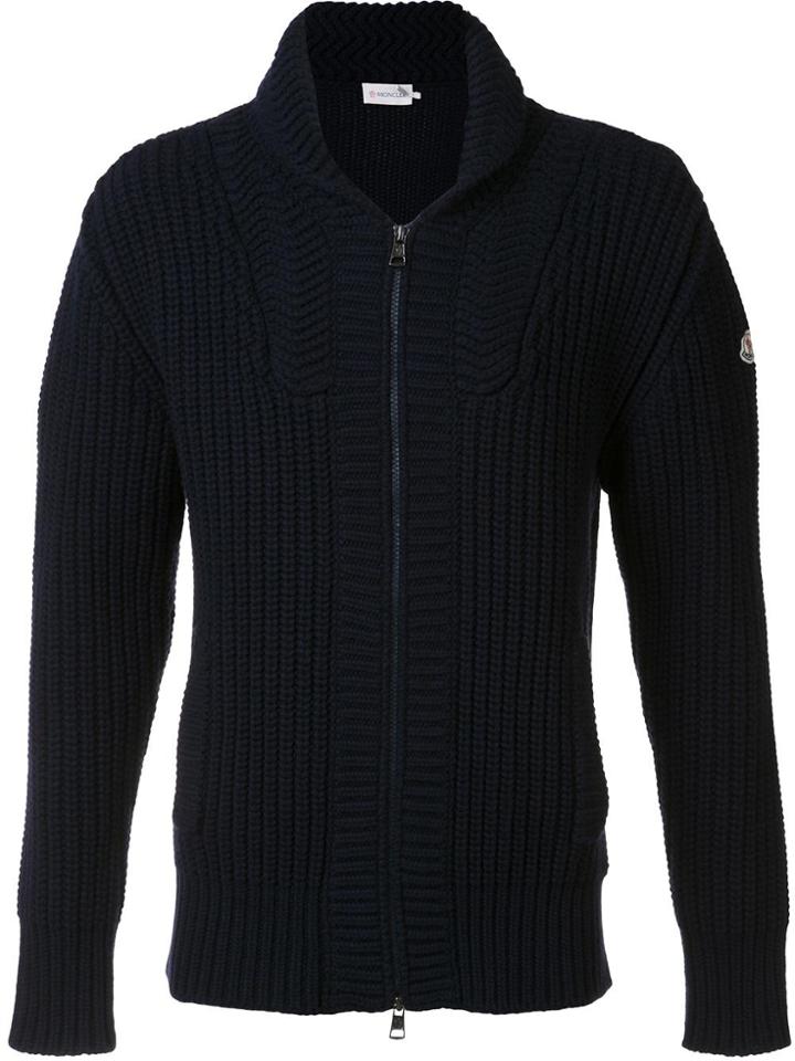 Moncler Ribbed Zip-up Cardigan - Blue