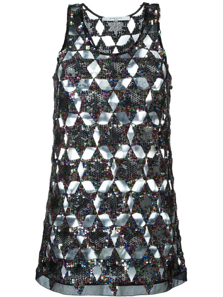 Givenchy Sequinned Star Tank Top, Women's, Size: 38, Black, Silk/polyester