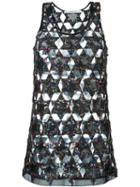 Givenchy Sequinned Star Tank Top, Women's, Size: 38, Black, Silk/polyester