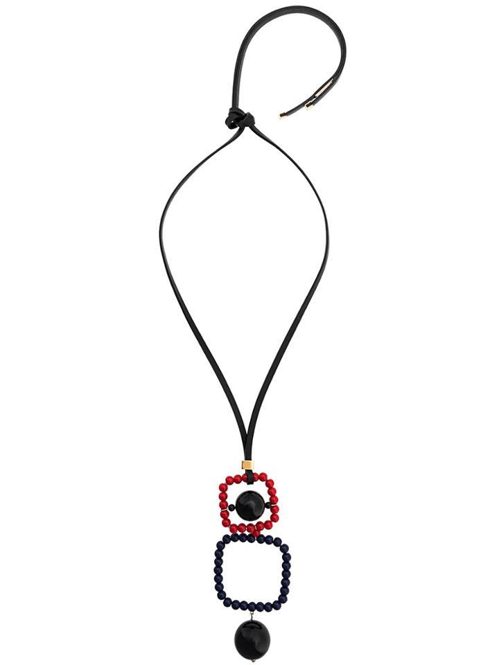 Marni Beaded Pendant Necklace - Black