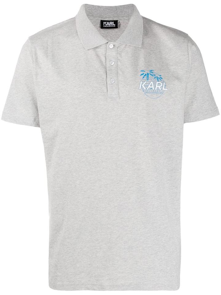 Karl Lagerfeld Logo Print Polo Shirt - Grey