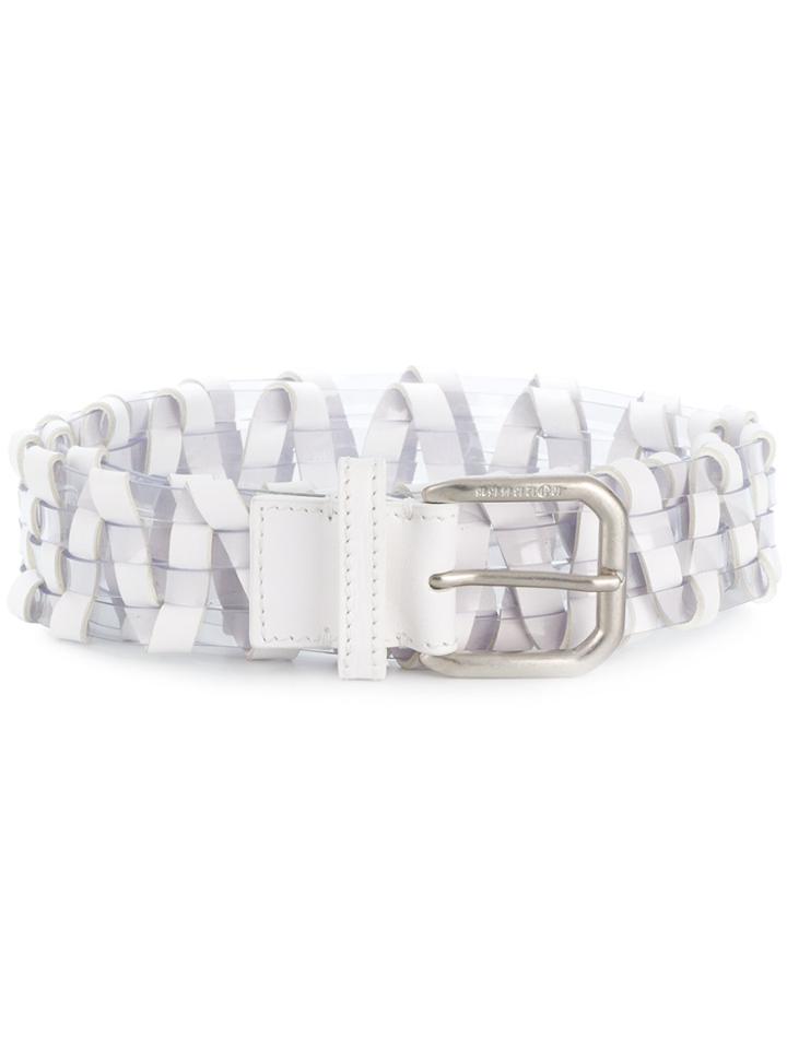 Maison Margiela Woven Buckled Belt - White