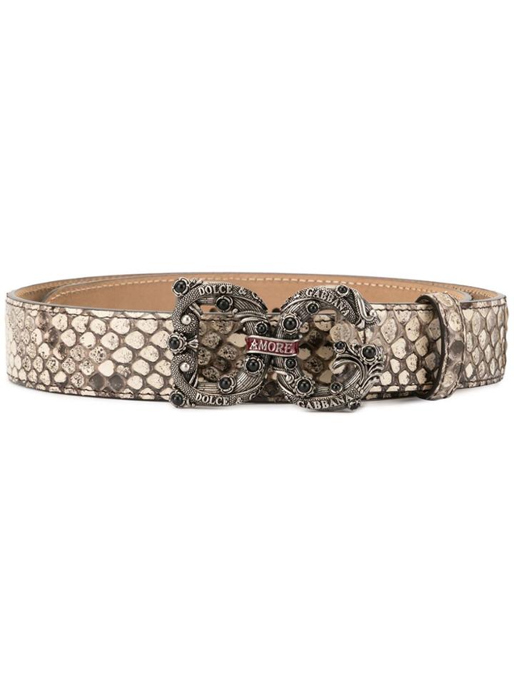Dolce & Gabbana Logo Belt - Neutrals