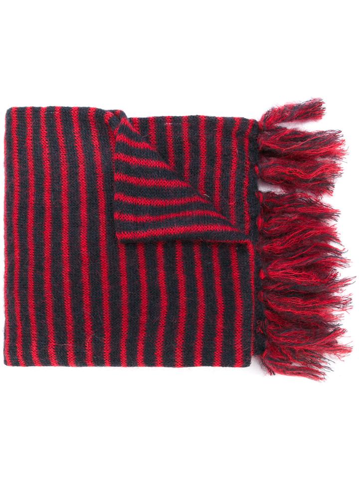 Mp Massimo Piombo Striped Fringed Scarf - Blue