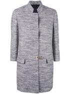 Fay Single Breasted Coat, Women's, Size: Xxl, Blue, Cotton/acrylic/polyamide/cupro