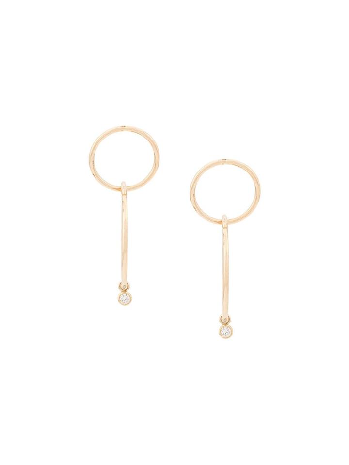 Zoë Chicco 14kt Yellow Gold Bezel Diamond Double Circle Hoops