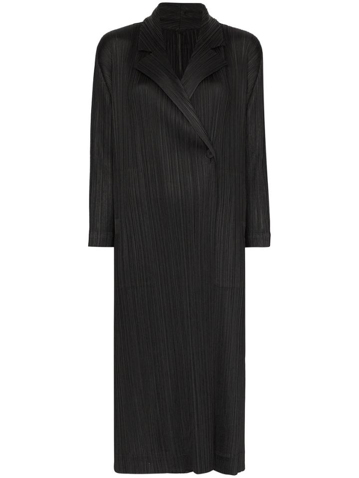 Pleats Please Issey Miyake Mannish Long-sleeved Cross Button Coat -