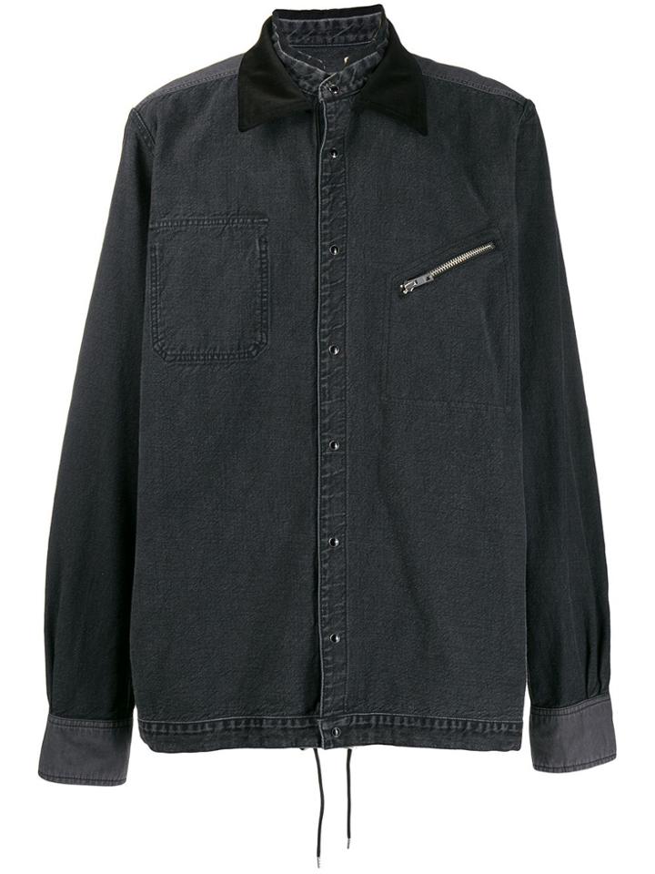 Sacai Velvet Collar Denim Shirt - Black
