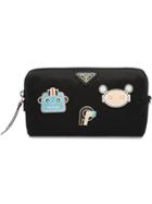 Prada Enamel Appliqué Cosmetics Pouch - Black