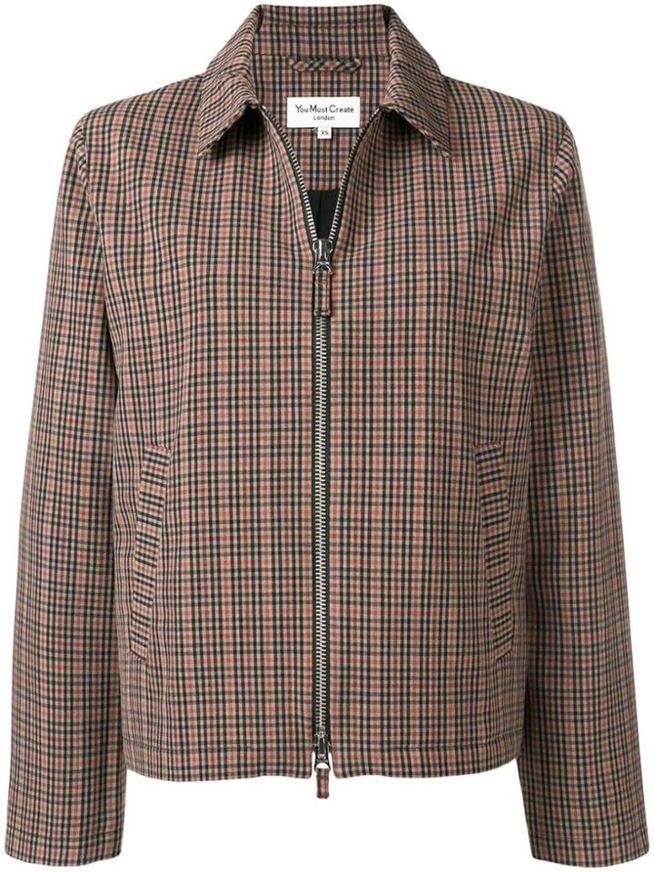 Ymc Checked Zip-up Jacket - Brown