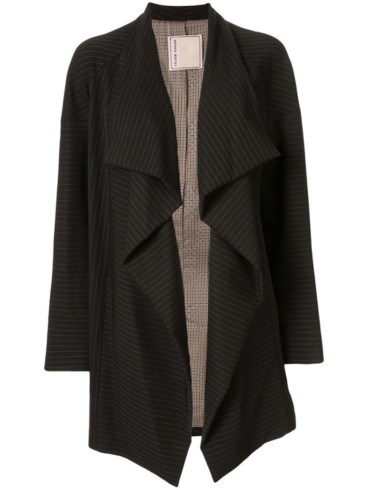 Antonio Marras Side Ruffle Striped Blazer - Black