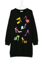Moschino Kids - Shoe Print Jersey Dress - Kids - Cotton/spandex/elastane - 14 Yrs, Black