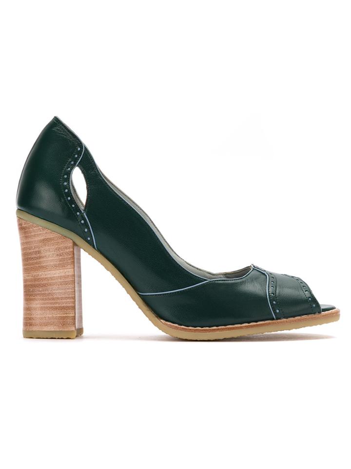 Sarah Chofakian Peep Toe Pumps - Green