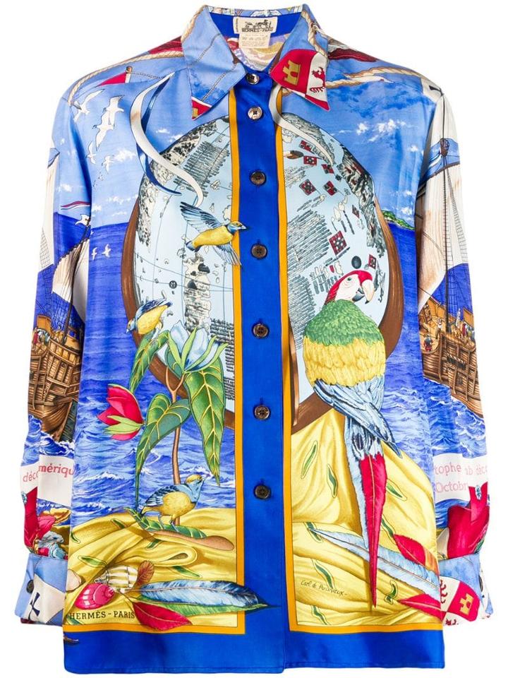 Hermès Pre-owned Christophe Colomb Découvre L'amerique Shirt - Blue
