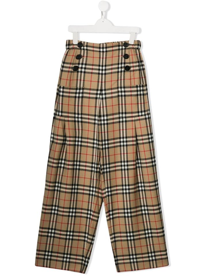 Burberry Kids Archive Check Trousers - Neutrals