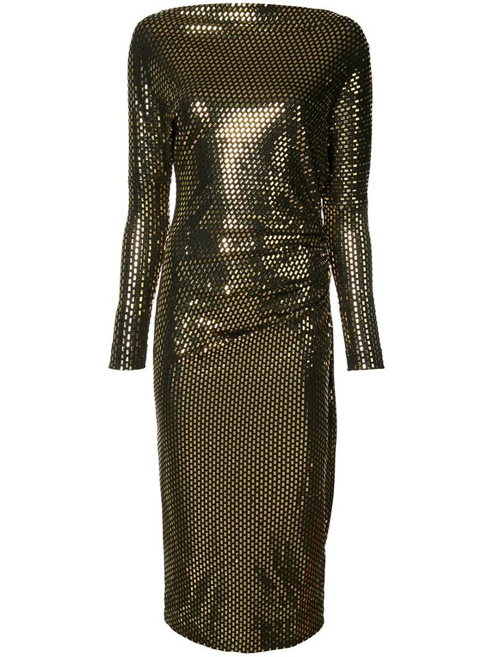Vivienne Westwood Anglomania Metallic Fitted Dress, Women's, Size: Large, Black, Spandex/elastane/viscose