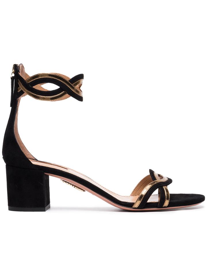 Aquazzura Moon Ray 50 Suede Sandals - Black