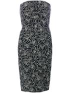 Versace Vintage Floral Print Strapless Dress - Black