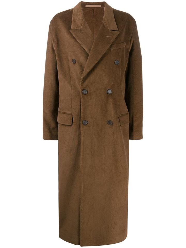 Rokh Oversized Corduroy Coat - Brown