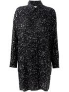 Saint Laurent Splatter Print Shirt Dress, Women's, Size: 38, Black, Viscose