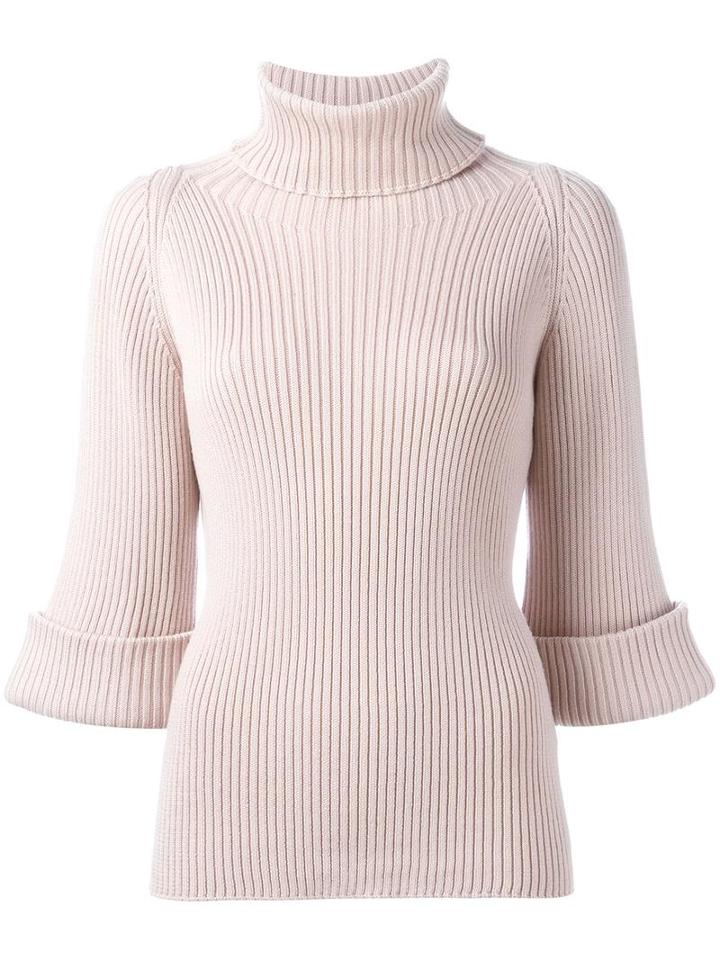 Red Valentino Turtleneck Ribbed Jumper, Women's, Size: Xs, Pink/purple, Wool