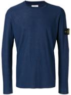 Stone Island Knitted Logo Patch Jumper - Blue