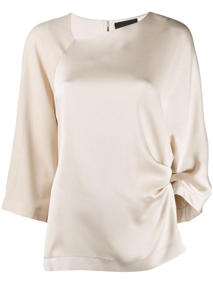 Erika Cavallini Satin Draped Blouse - Neutrals