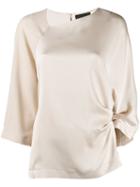 Erika Cavallini Satin Draped Blouse - Neutrals