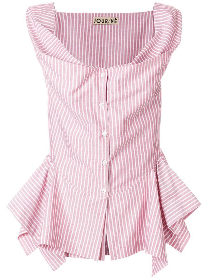 Jour/né Striped Sleeveless Ruffle Hem Top - Pink & Purple