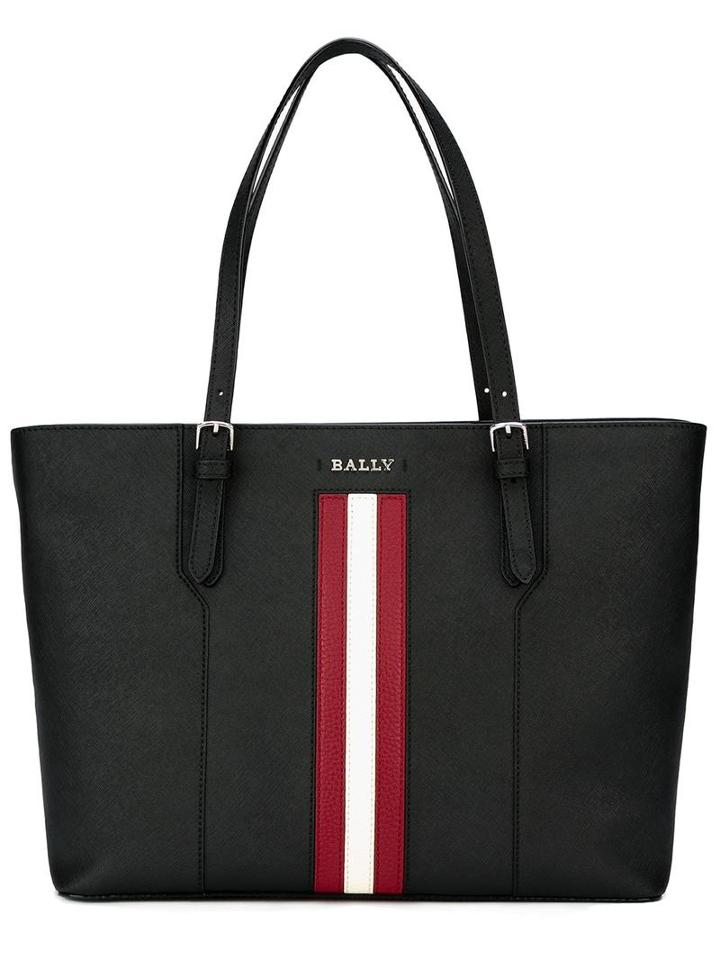 Bally Stripe Detail Tote, Women's, Black, Leather