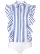 Elisabetta Franchi Striped Ruffle Shirt - Blue