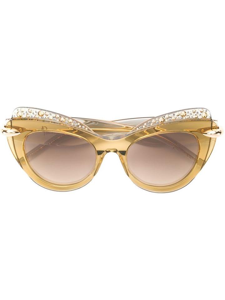 Pomellato Eyewear Oversized Cat Eye Sunglasses - Brown