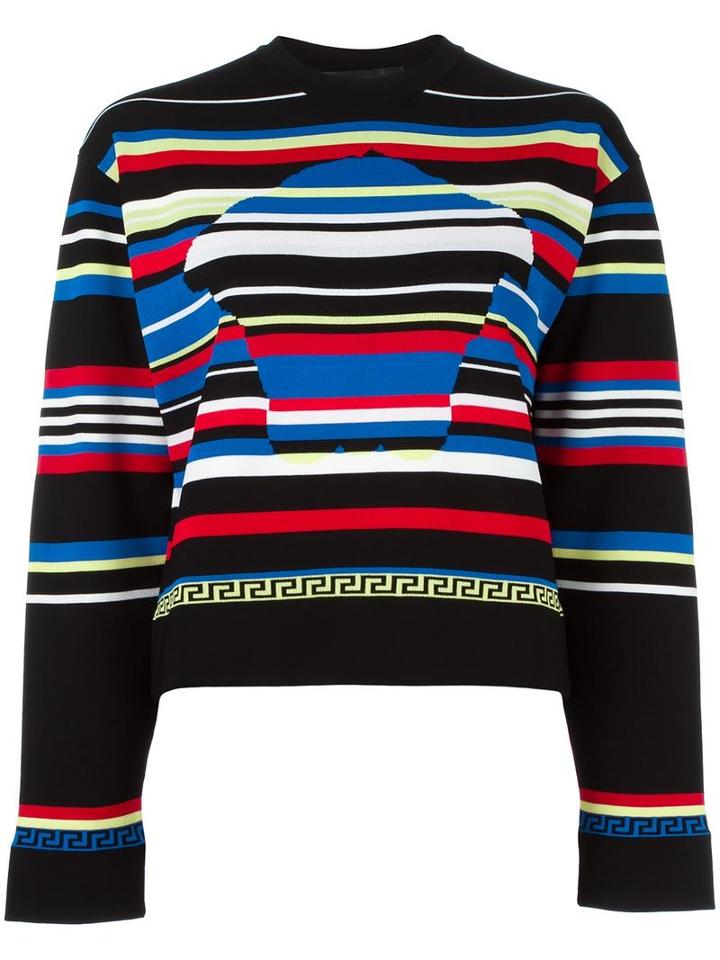 Versace Striped Medusa Head Motif Jumper, Women's, Size: 42, Viscose/polyester