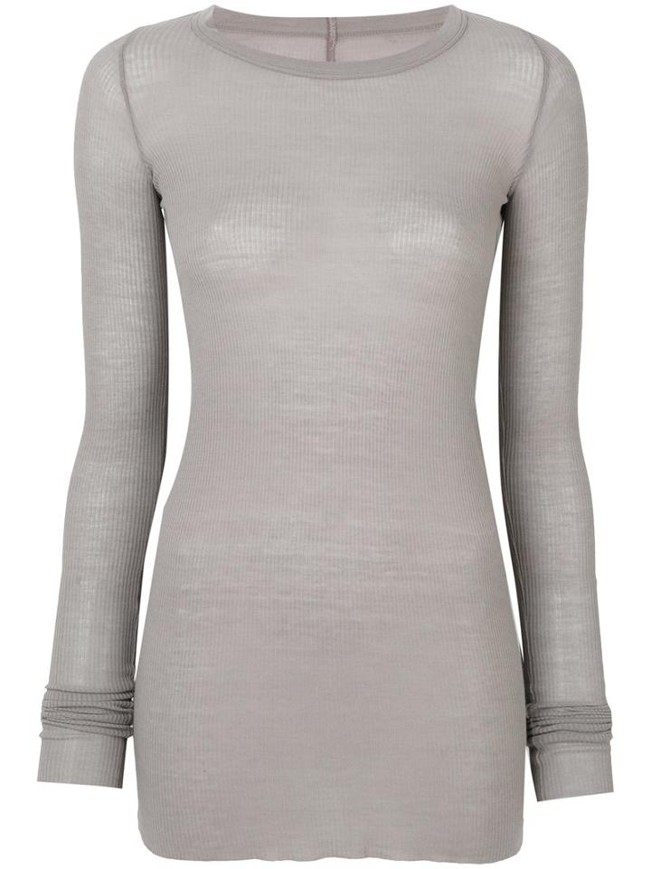 Rick Owens - Ribbed Top - Women - Silk/viscose - 44, Grey, Silk/viscose