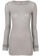 Rick Owens - Ribbed Top - Women - Silk/viscose - 44, Grey, Silk/viscose